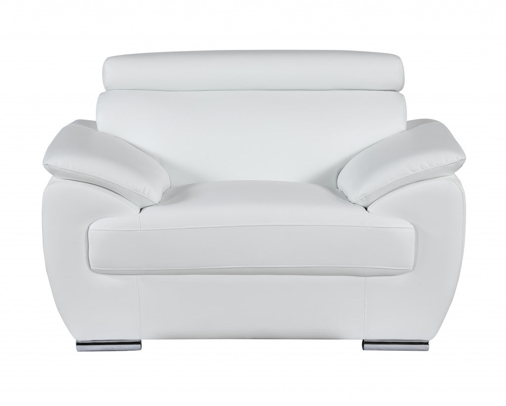 32" to 38" White Captivating Leather Chair By Homeroots | Accent Chairs | Modishstore