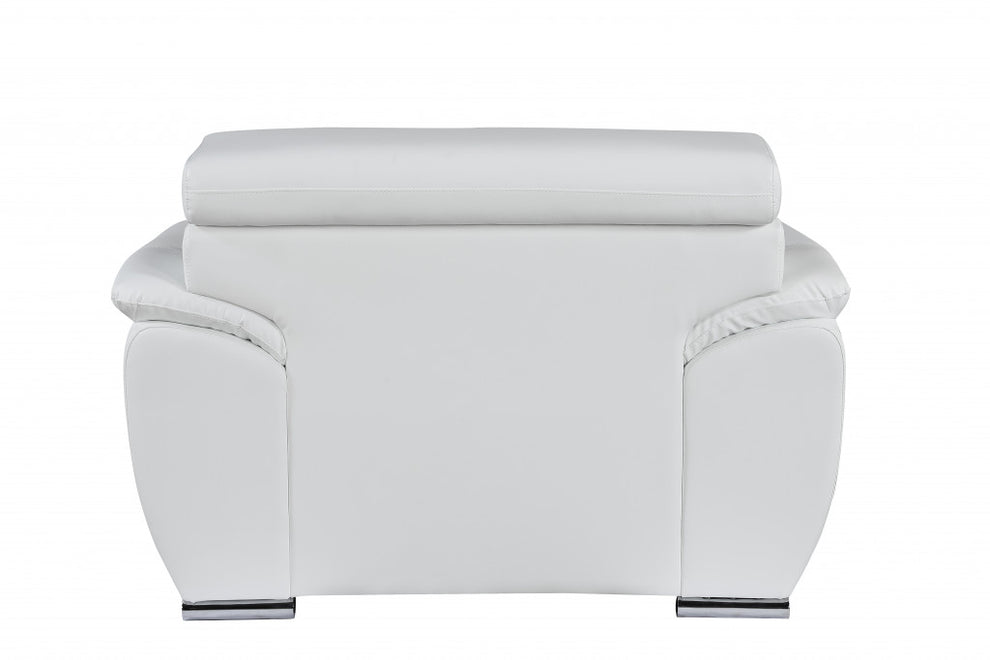 32" to 38" White Captivating Leather Chair By Homeroots | Accent Chairs | Modishstore - 3