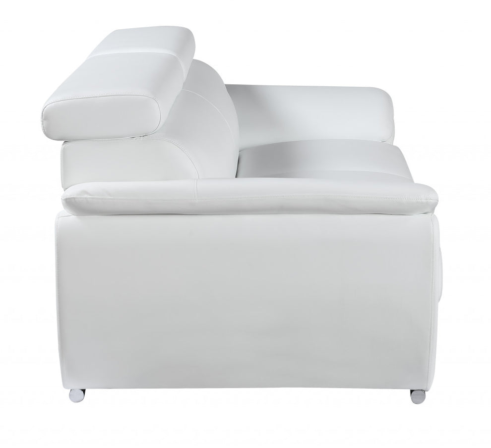 32" to 38" White Captivating Leather Chair By Homeroots | Accent Chairs | Modishstore - 4