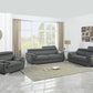 114" Captivating Grey Leather Sofa Set By Homeroots | Sofa Set | Modishstore - 2
