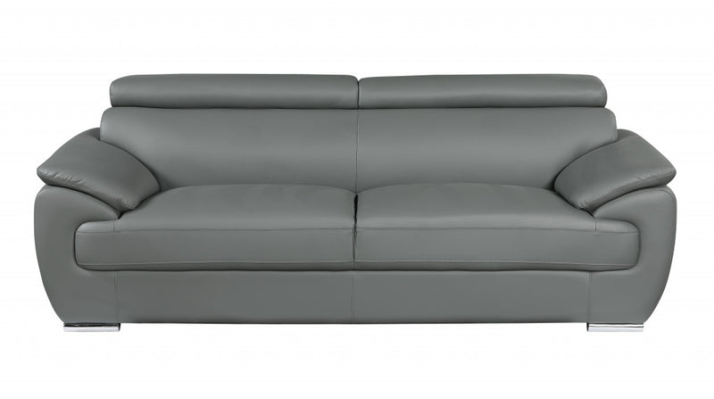 86" Captivating Grey Leather Sofa By Homeroots | Sofa Set | Modishstore