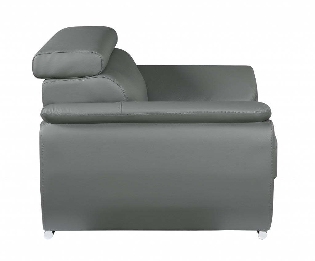86" Captivating Grey Leather Sofa By Homeroots | Sofa Set | Modishstore - 2