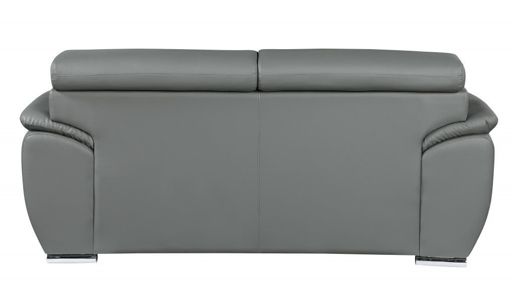 32" to 38" Captivating Gray Leather Loveseat By Homeroots | Loveseats | Modishstore - 4
