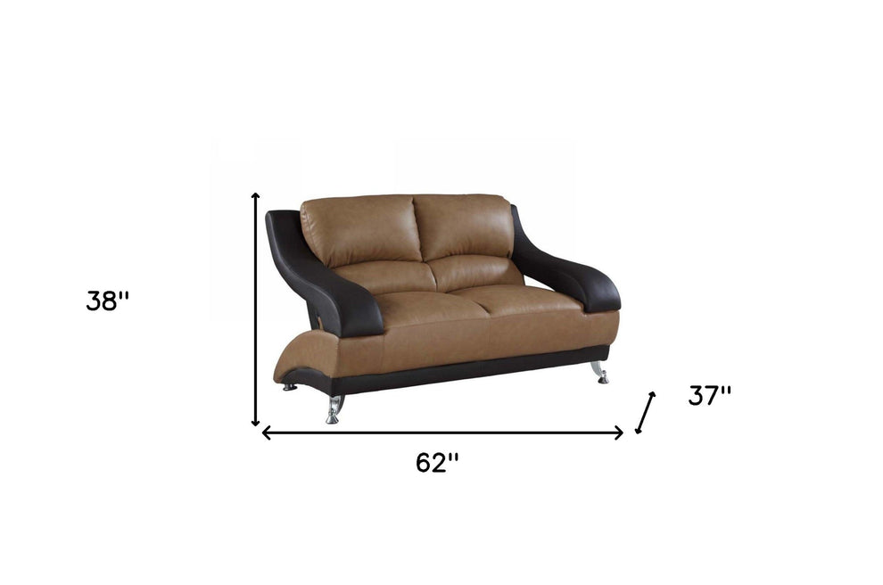 38" Dazzling Twoto Tone Leather Loveseat By Homeroots | Loveseats | Modishstore - 4