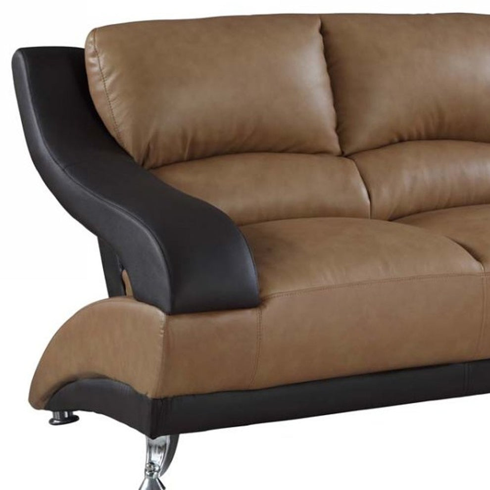38" Dazzling Twoto Tone Leather Loveseat By Homeroots | Loveseats | Modishstore - 3