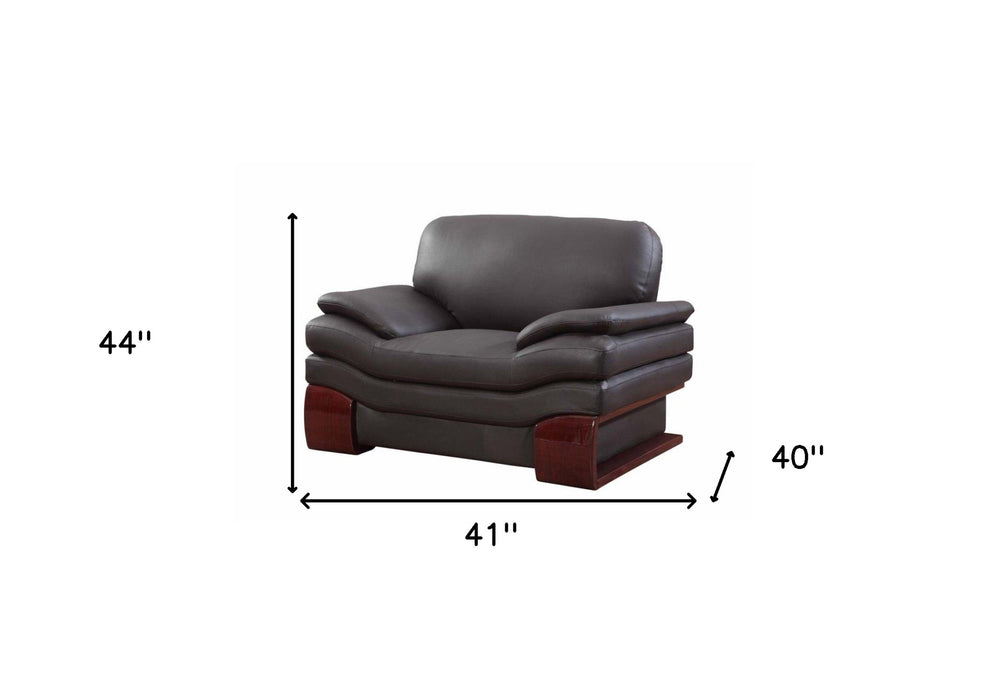 44" Dazzling Brown Leather Chair By Homeroots | Accent Chairs | Modishstore - 5