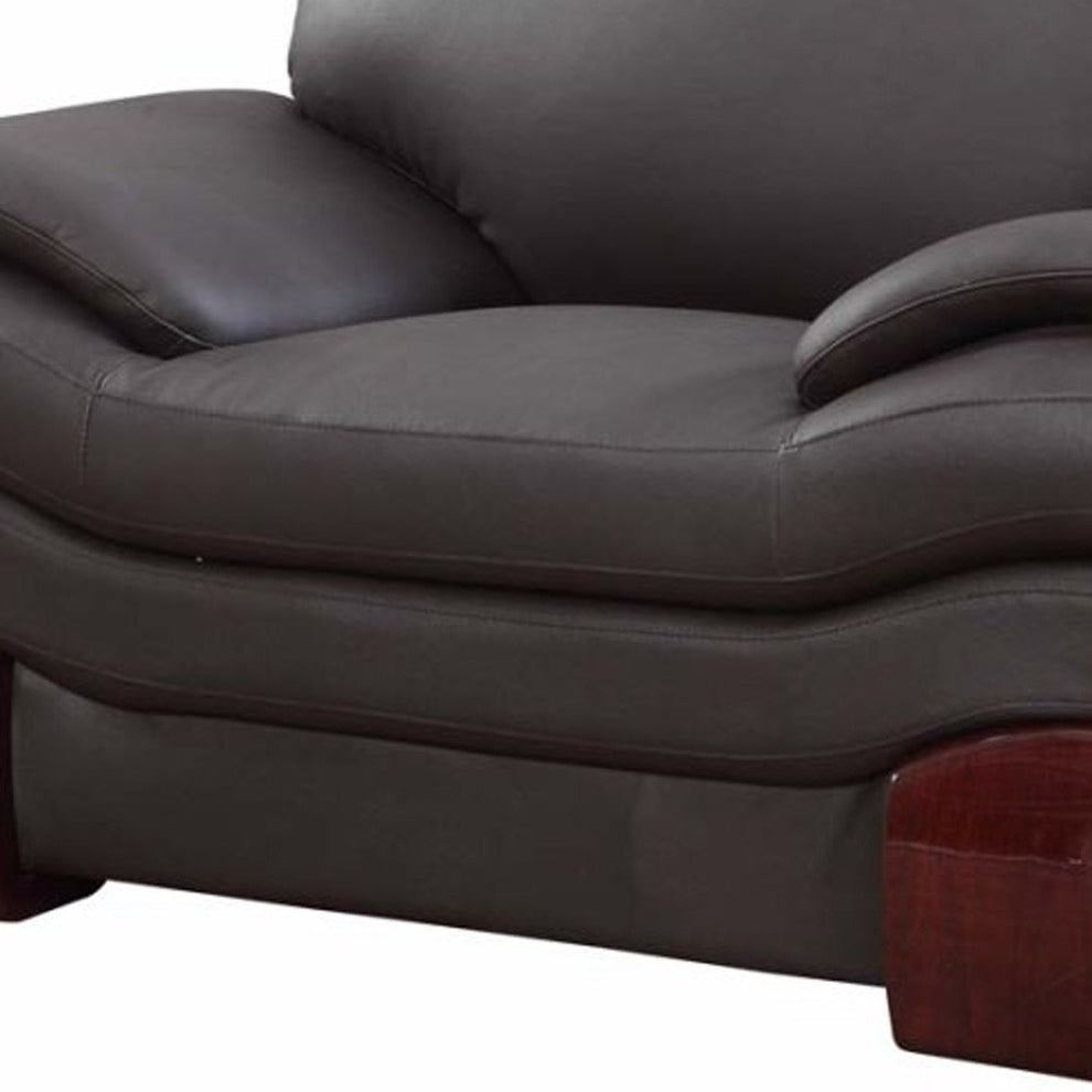 44" Dazzling Brown Leather Chair By Homeroots | Accent Chairs | Modishstore - 3