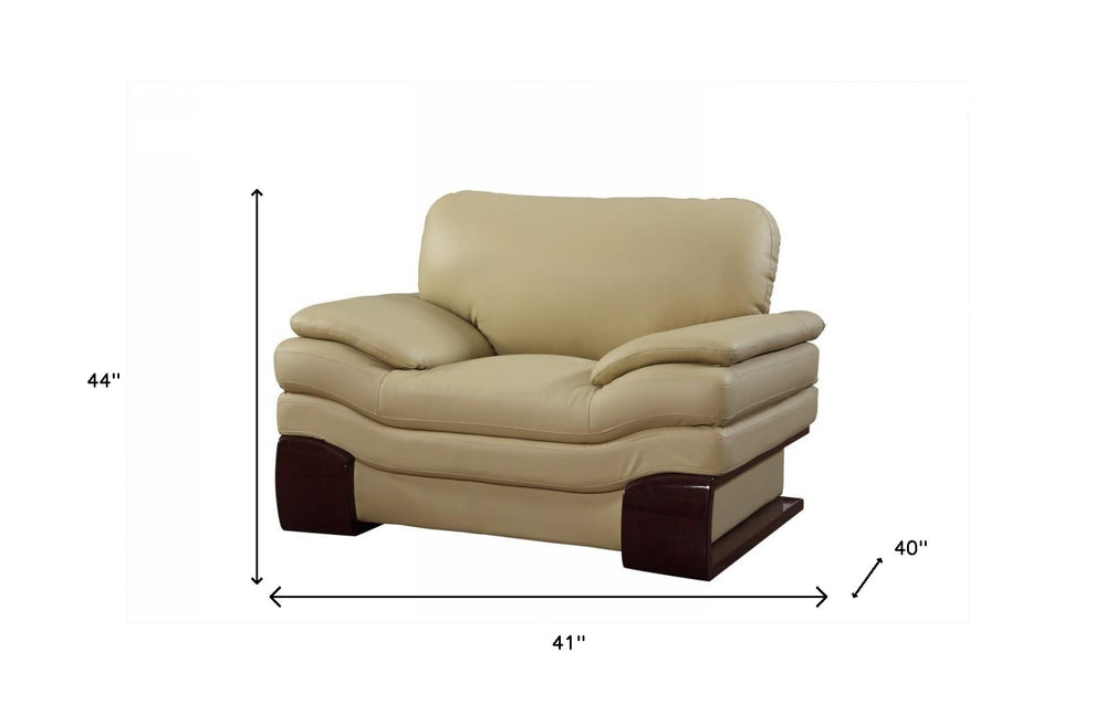 44" Dazzling Beige Leather Chair By Homeroots | Accent Chairs | Modishstore - 5