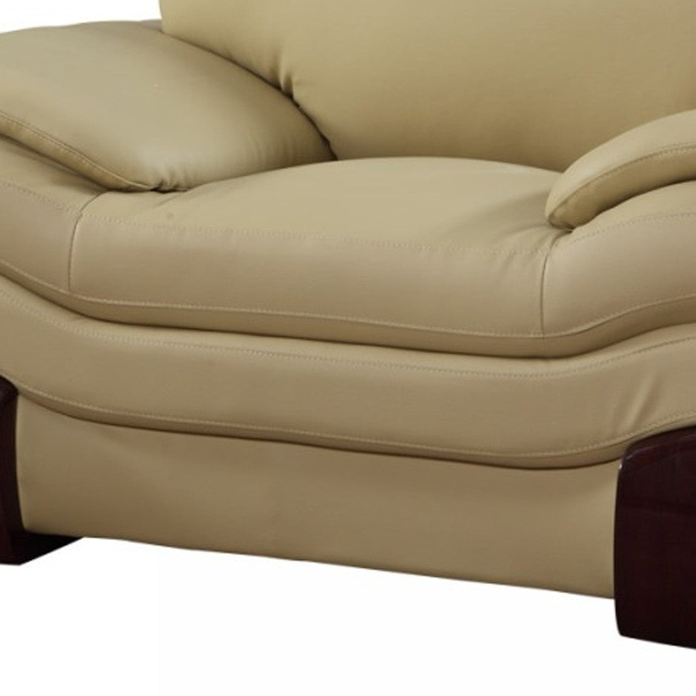 44" Dazzling Beige Leather Chair By Homeroots | Accent Chairs | Modishstore - 3