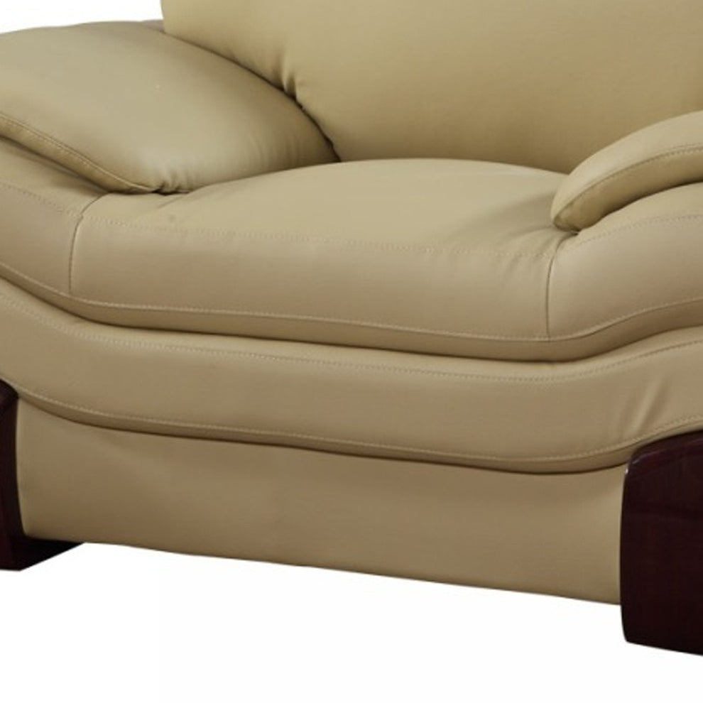 44" Dazzling Beige Leather Chair By Homeroots | Accent Chairs | Modishstore - 3