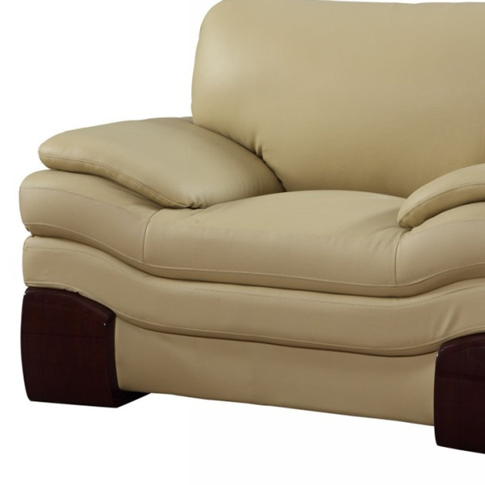 44" Dazzling Beige Leather Chair By Homeroots | Accent Chairs | Modishstore - 4