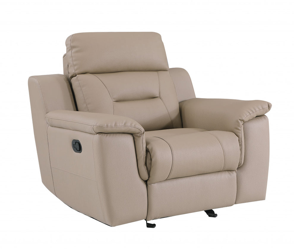 41" Beige Fascinating Leather Reclining Chair By Homeroots | Recliners | Modishstore - 2