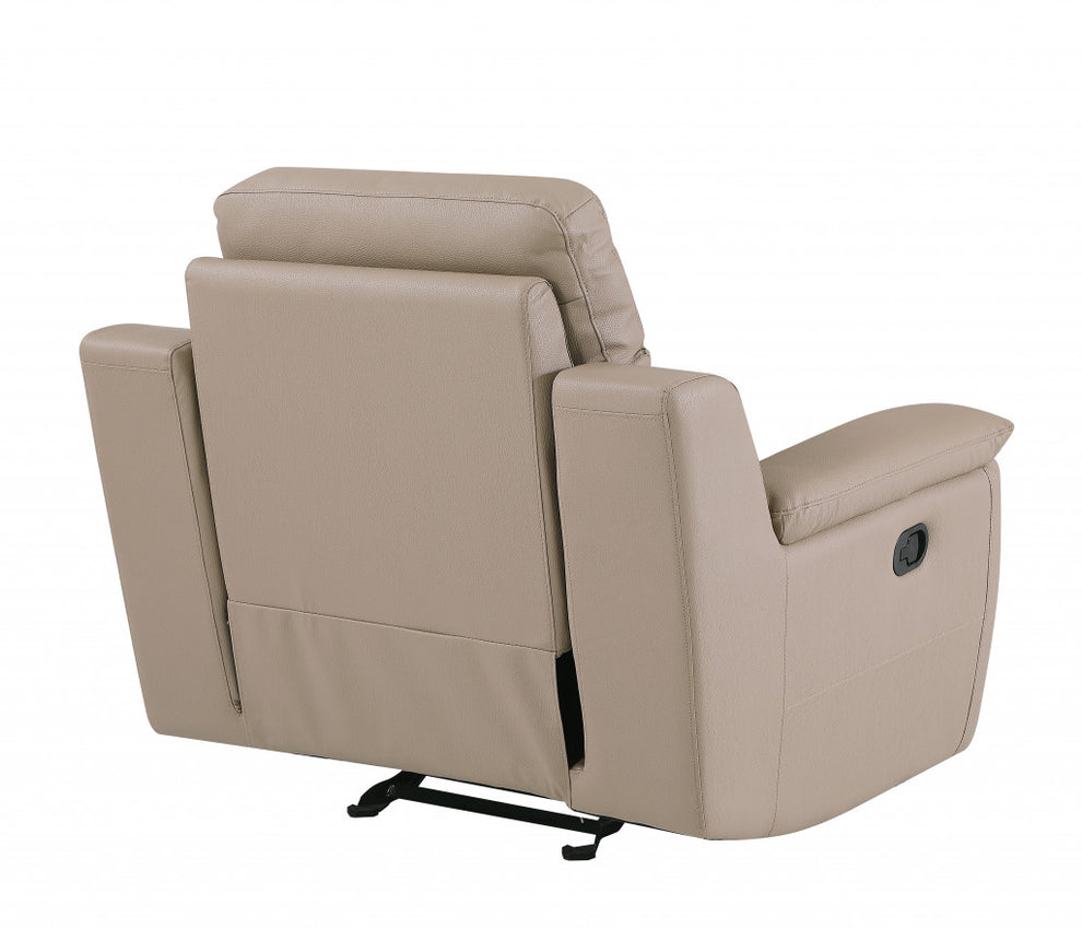 41" Beige Fascinating Leather Reclining Chair By Homeroots | Recliners | Modishstore - 3