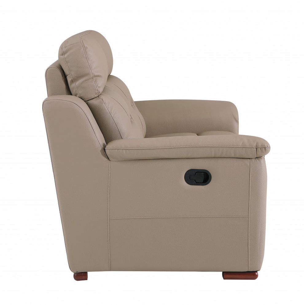 41" Beige Fascinating Leather Reclining Chair By Homeroots | Recliners | Modishstore - 4
