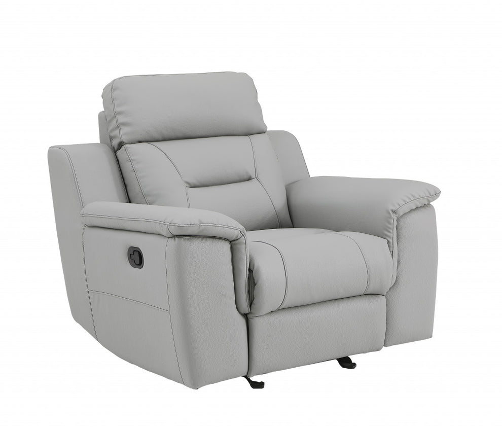 41" Grey Fascinating Leather Reclining Chair. By Homeroots | Recliners | Modishstore - 2
