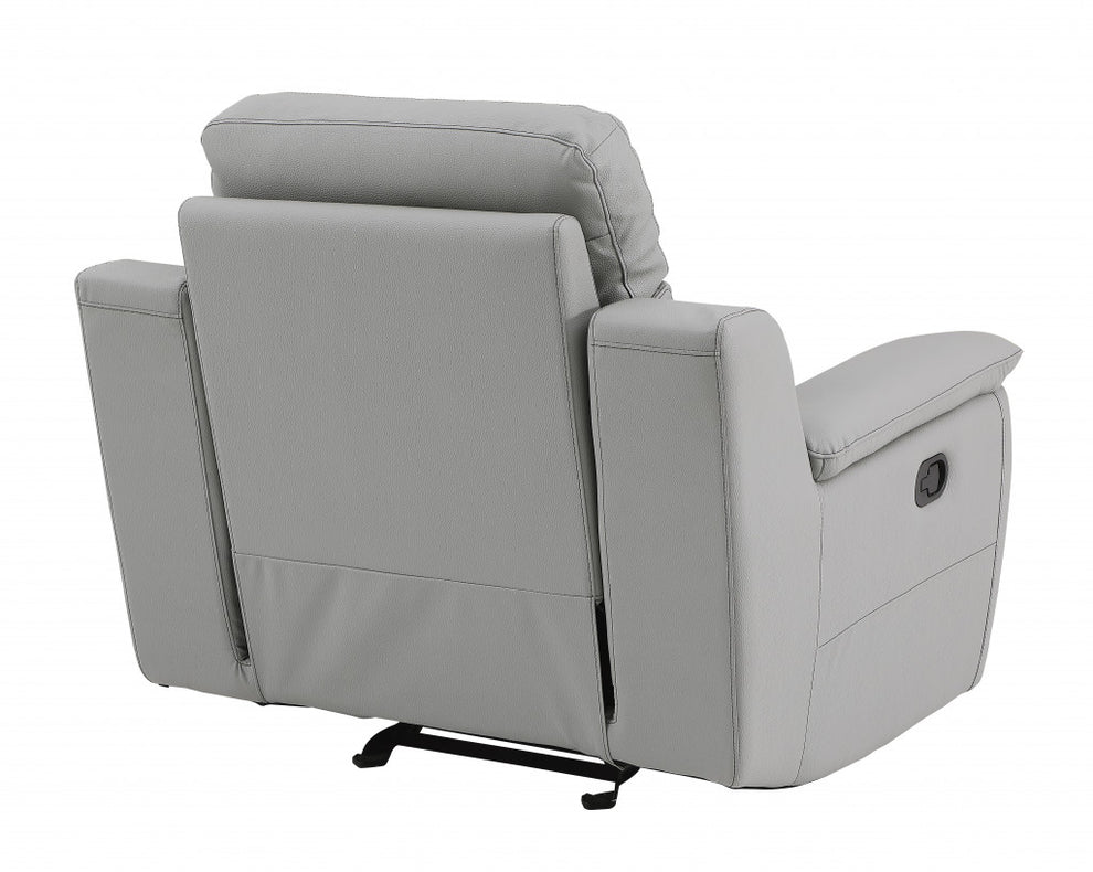 41" Grey Fascinating Leather Reclining Chair. By Homeroots | Recliners | Modishstore - 3