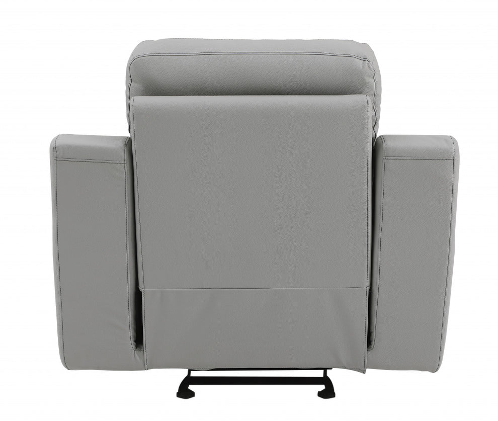 41" Grey Fascinating Leather Reclining Chair. By Homeroots | Recliners | Modishstore - 4