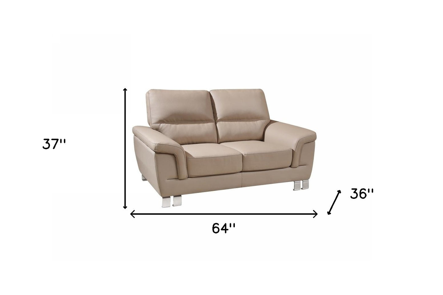 37" Modern Beige Leather Loveseat By Homeroots | Loveseats | Modishstore - 5
