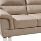 37" Modern Beige Leather Loveseat By Homeroots | Loveseats | Modishstore - 3
