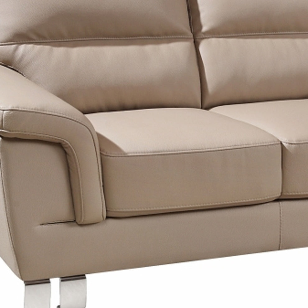 37" Modern Beige Leather Loveseat By Homeroots | Loveseats | Modishstore - 3