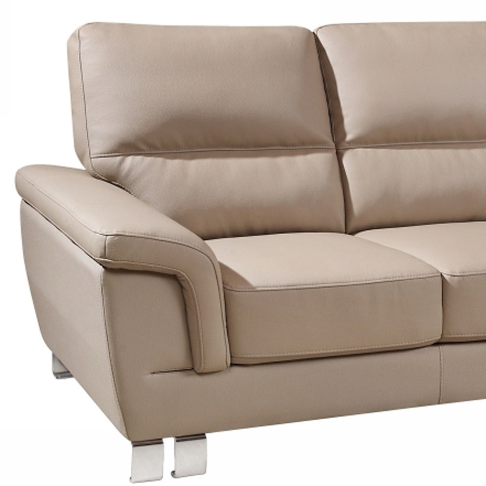 37" Modern Beige Leather Loveseat By Homeroots | Loveseats | Modishstore - 4