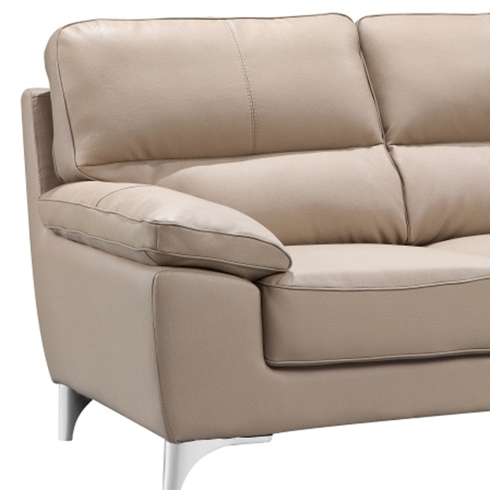 37" Classy Beige Leather Loveseat By Homeroots | Loveseats | Modishstore - 4