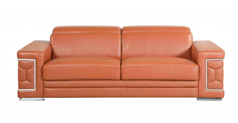 89" Sturdy Camel Leather Sofa By Homeroots- Only Main sofa | Sofas | Modishstore