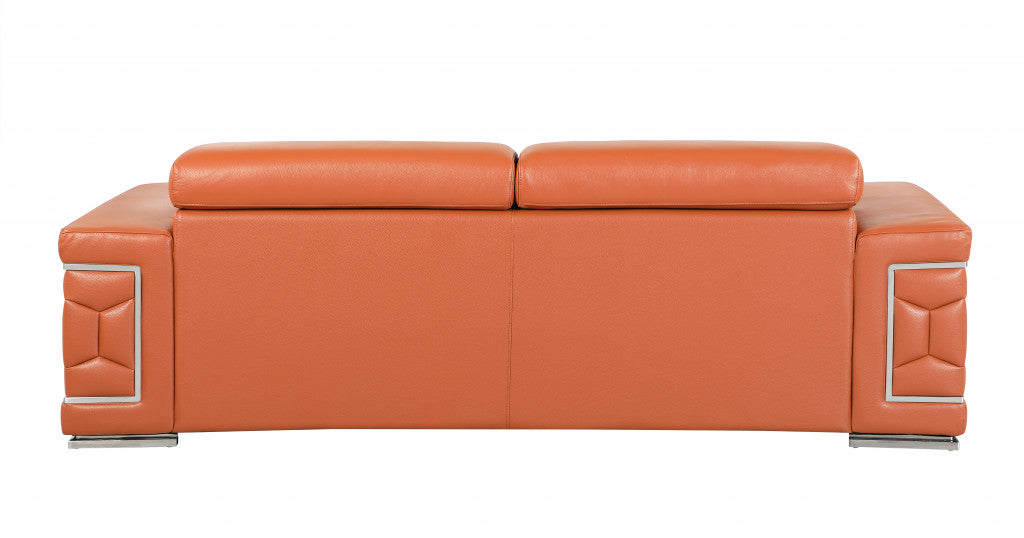 89" Sturdy Camel Leather Sofa By Homeroots- Only Main sofa | Sofas | Modishstore - 3