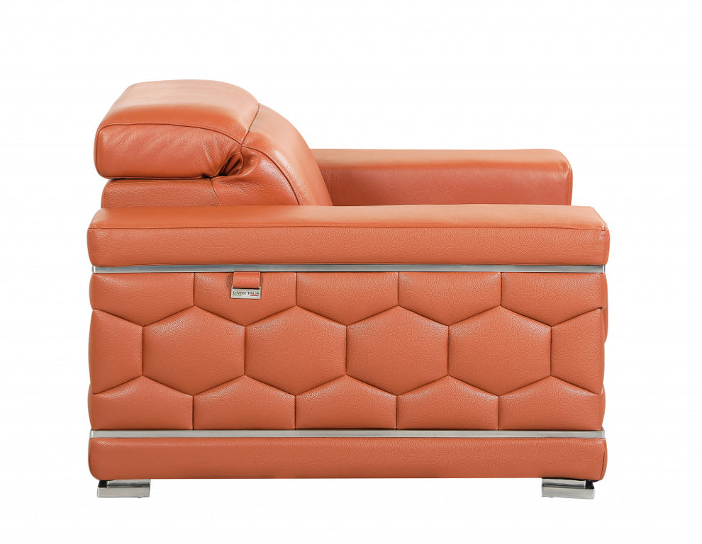 89" Sturdy Camel Leather Sofa By Homeroots- Only Main sofa | Sofas | Modishstore - 4