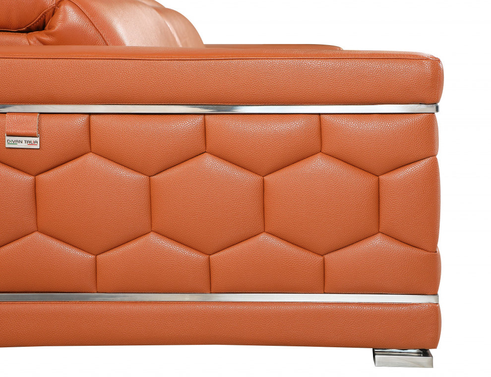 89" Sturdy Camel Leather Sofa By Homeroots- Only Main sofa | Sofas | Modishstore - 6