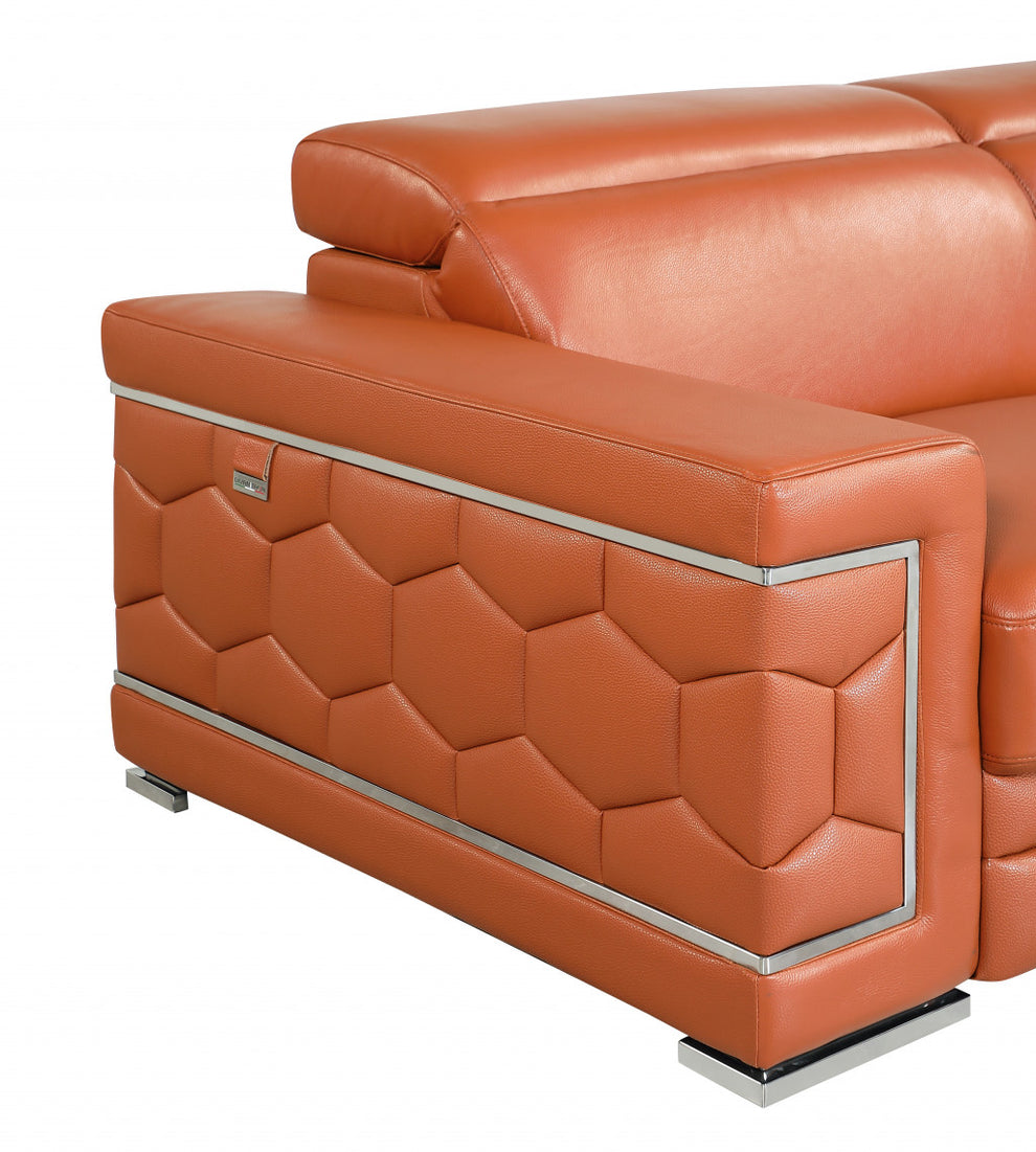 71" Sturdy Camel Leather Loveseat By Homeroots | Loveseats | Modishstore - 6