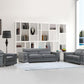 114" Sturdy Dark Grey Leather Sofa Set By Homeroots | Sofa Set | Modishstore - 2