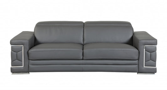 89" Sturdy Dark Gray Leather Sofa By Homeroots | Sofas | Modishstore