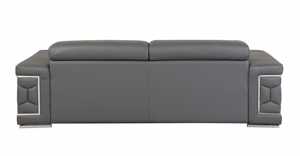 89" Sturdy Dark Gray Leather Sofa By Homeroots | Sofas | Modishstore - 4