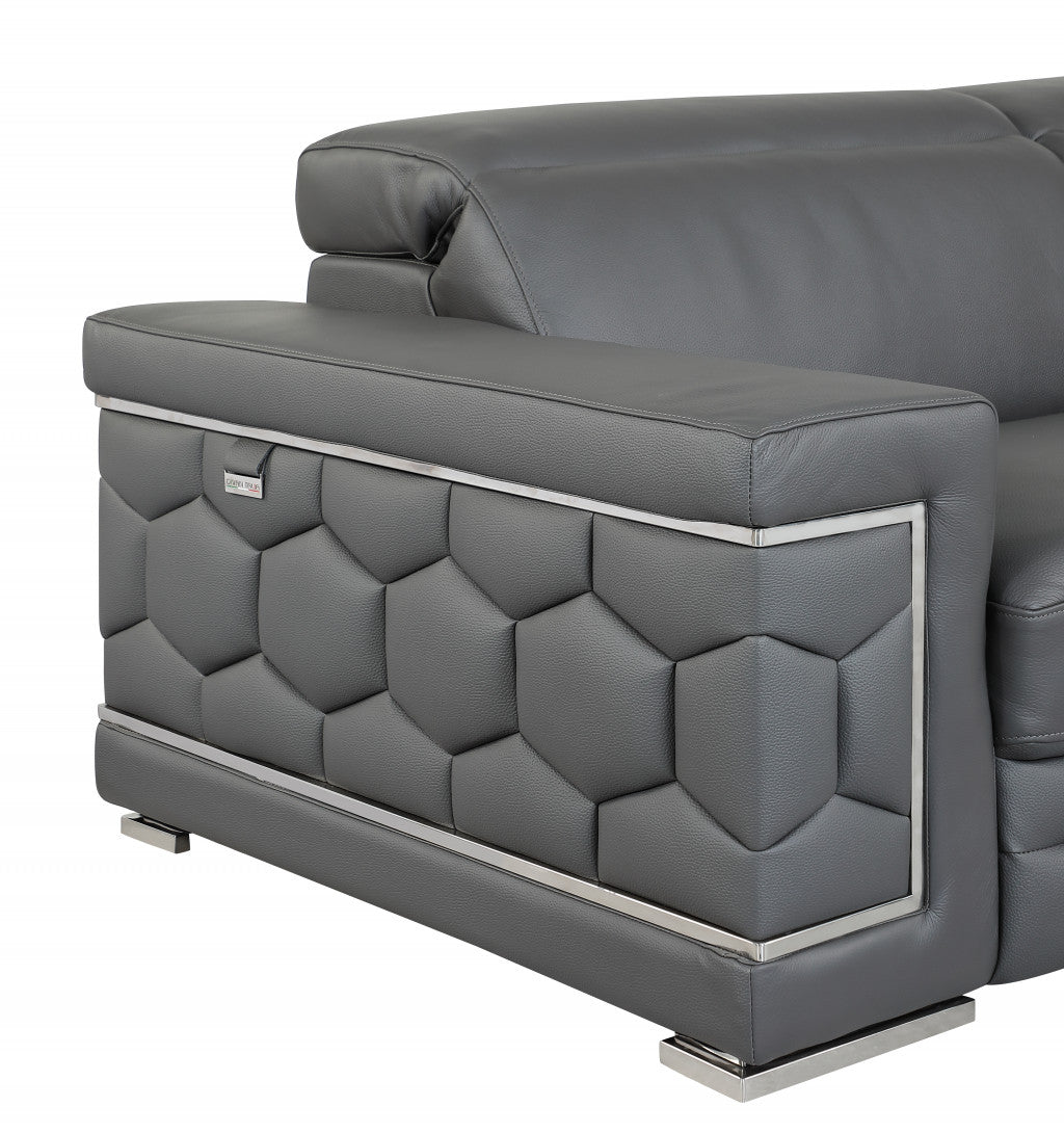89" Sturdy Dark Gray Leather Sofa By Homeroots | Sofas | Modishstore - 6