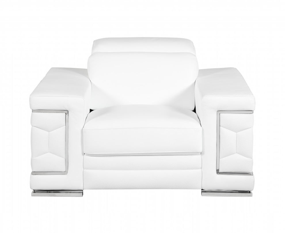 114" Sturdy White Leather Sofa Set By Homeroots | Sofa Set | Modishstore - 3
