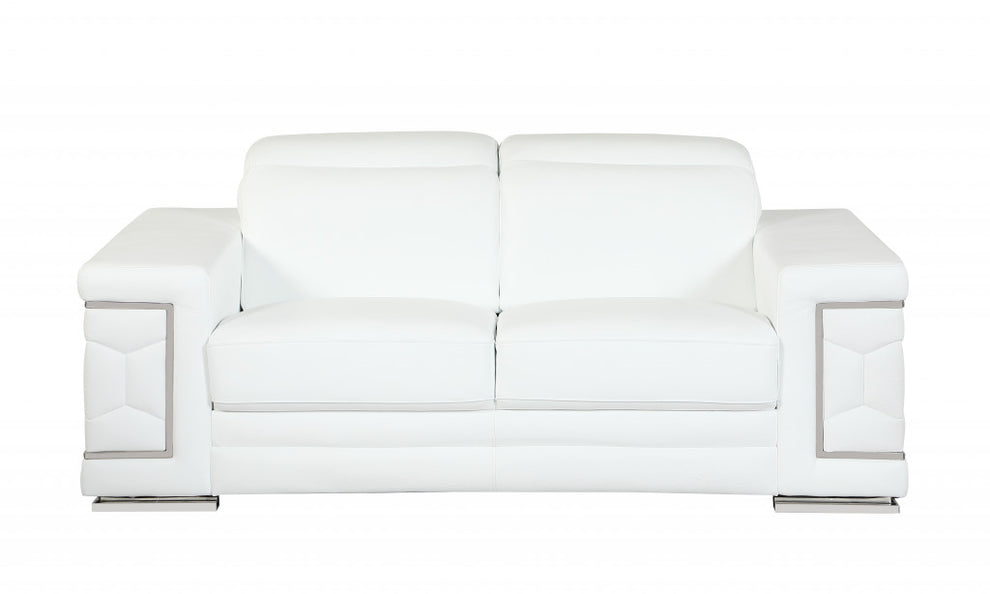 114" Sturdy White Leather Sofa Set By Homeroots | Sofa Set | Modishstore - 4