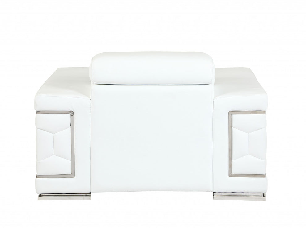 114" Sturdy White Leather Sofa Set By Homeroots | Sofa Set | Modishstore - 6