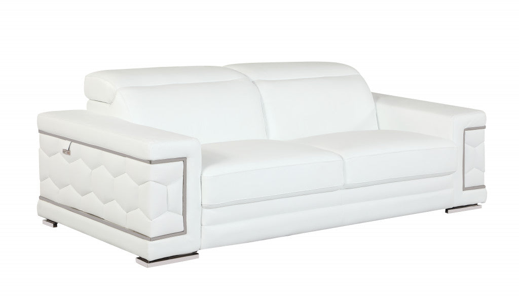 89" Sturdy White Leather Sofa By Homeroots | Sofa Set | Modishstore - 2