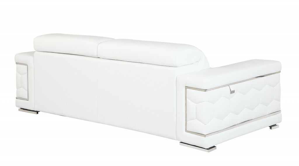 89" Sturdy White Leather Sofa By Homeroots | Sofa Set | Modishstore - 3