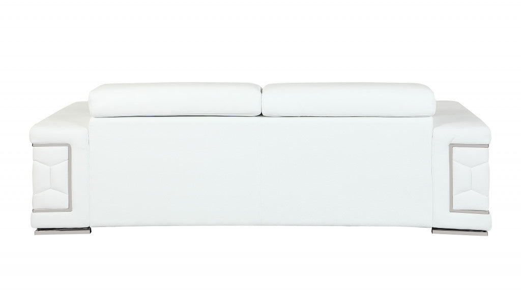89" Sturdy White Leather Sofa By Homeroots | Sofa Set | Modishstore - 4