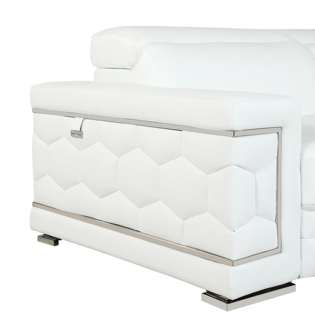 89" Sturdy White Leather Sofa By Homeroots | Sofa Set | Modishstore - 5