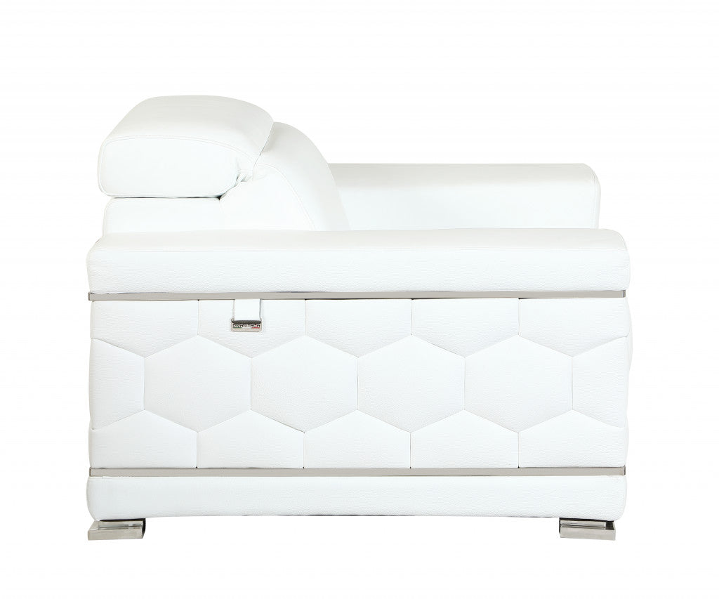 89" Sturdy White Leather Sofa By Homeroots | Sofa Set | Modishstore - 6