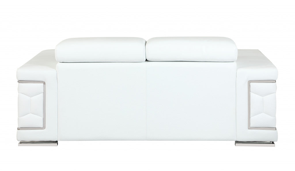 71" Sturdy White Leather Loveseat By Homeroots | Loveseats | Modishstore - 4