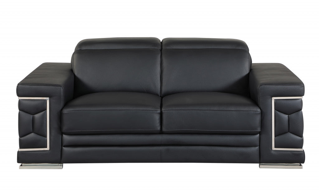 114" Sturdy Black Leather Sofa Set By Homeroots | Sofa Set | Modishstore - 4