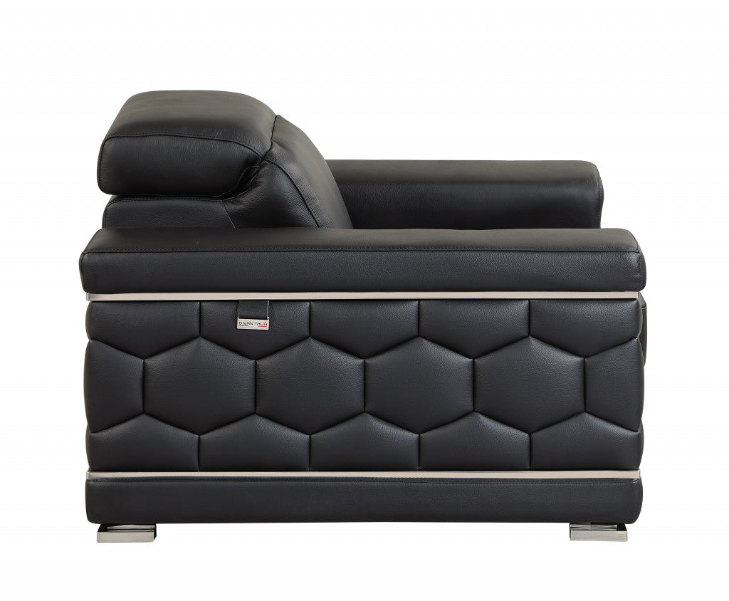 114" Sturdy Black Leather Sofa Set By Homeroots | Sofa Set | Modishstore - 6