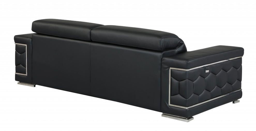 89" Sturdy Black Leather Sofa By Homeroots | Sofas | Modishstore - 3