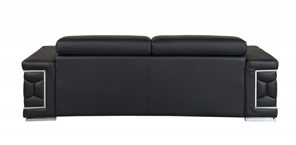 89" Sturdy Black Leather Sofa By Homeroots | Sofas | Modishstore - 4