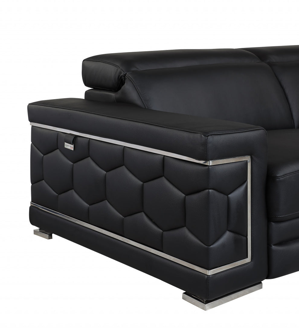 89" Sturdy Black Leather Sofa By Homeroots | Sofas | Modishstore - 6