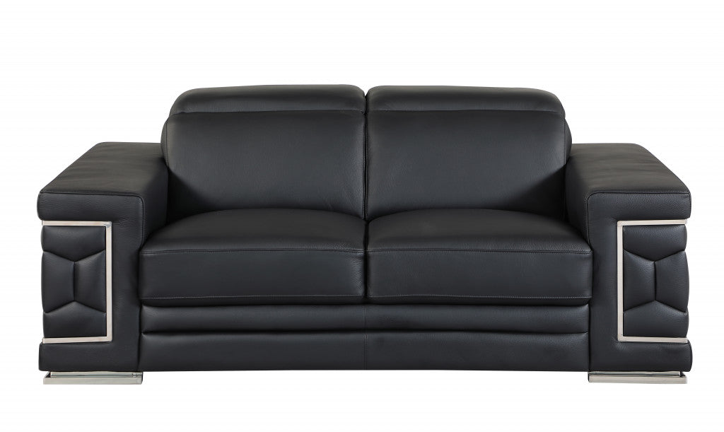 71" Sturdy Black Leather Loveseat By Homeroots | Loveseats | Modishstore